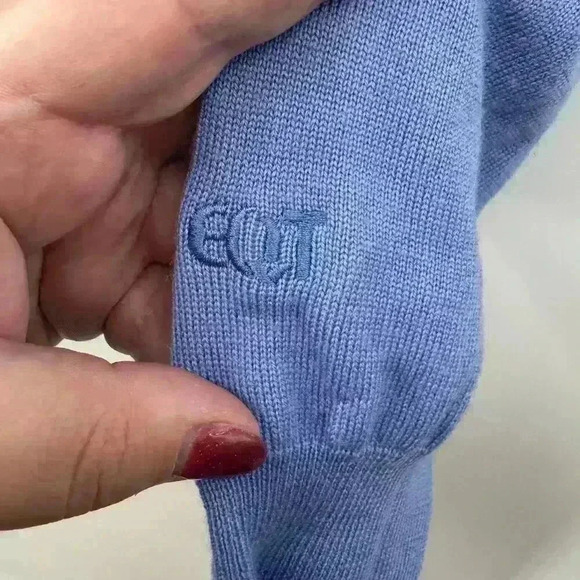 Polo Golf Ralph Lauren Men's 1/4 Zip Preppy Blue Merino Wool Sweater Size Large - Picture 2 of 5